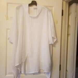 ELEVEN STITCH DESIGN crinkle asymmetrical hem Tunic top XXL